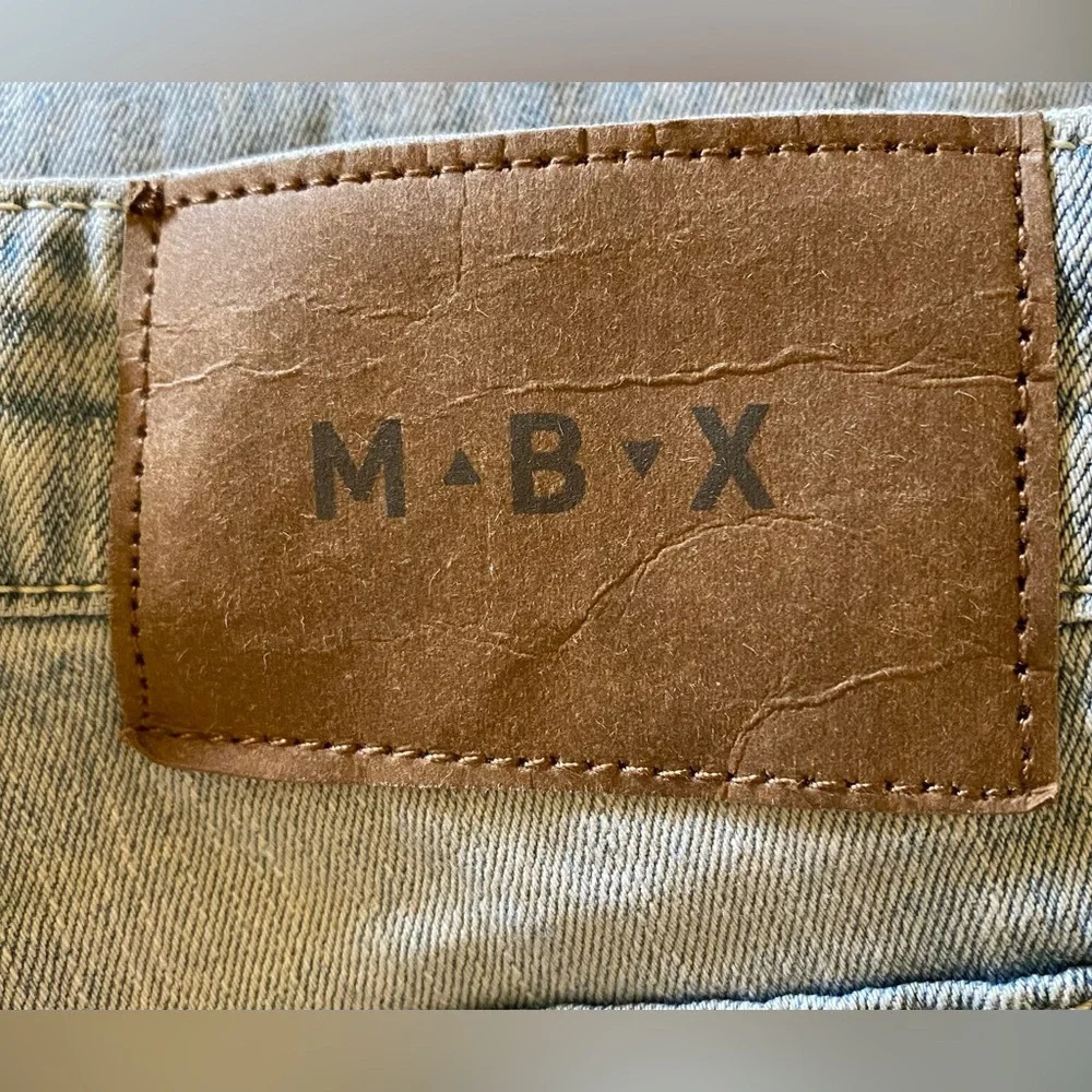 M B X denim slim fit distressed jeans zipper fly 5 pockets stretchy size 36 X 30 - Picture 7 of 15